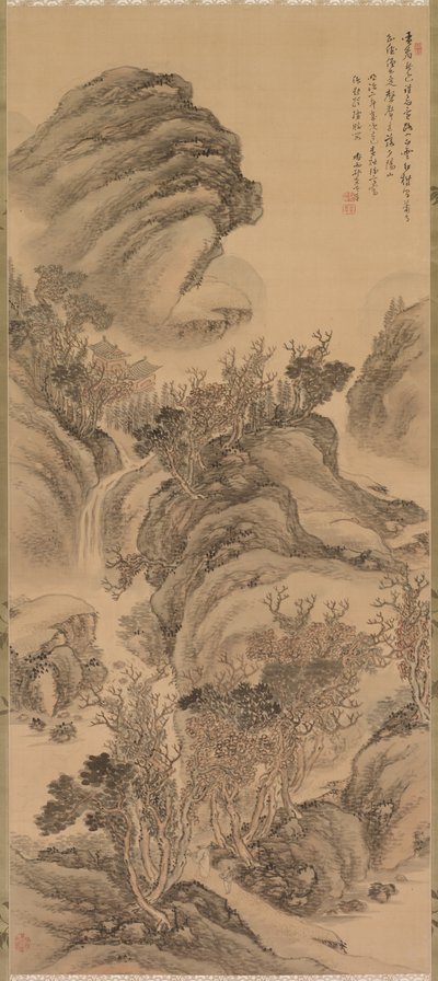 Atardecer sobre montañas de otoño, 1869 de Hoashi En Kyou