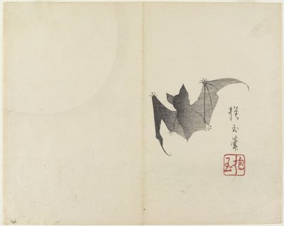 (Murciélago y luna), c. 1830 de Hogyoku