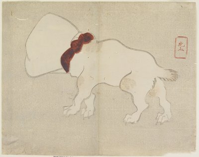 Perro con bolsa sobre su cabeza, c. 1830 de Hogyoku