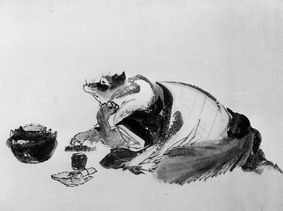 Tejón, siglo XIX de Hokusai School.
