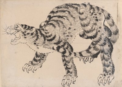 Tigre, siglo XIX de Hokusai School.