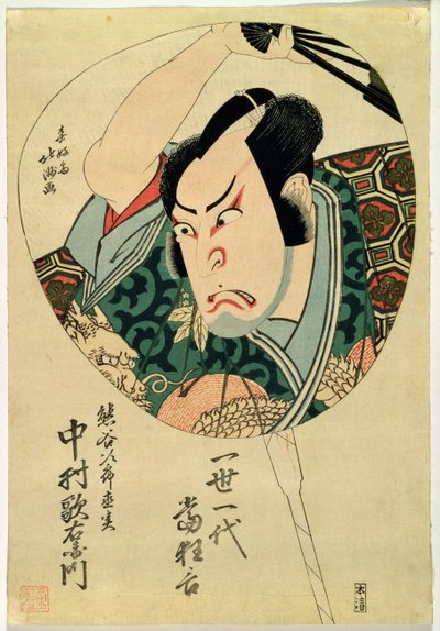 Actor - Diseño para un abanico (xilografía en color) de Hokushiu Hokushiu