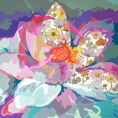 Abstracto floral nº 10, 2023 (gouache sobre papel) de Holly Boruck