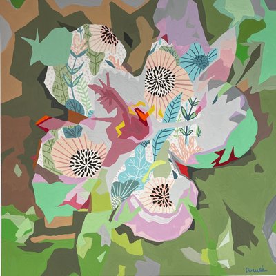 Abstracto floral nº 5, 2023 (gouache sobre papel) de Holly Boruck