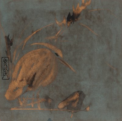 Garza y juncos, período Edo, principios del siglo XVII de Hon