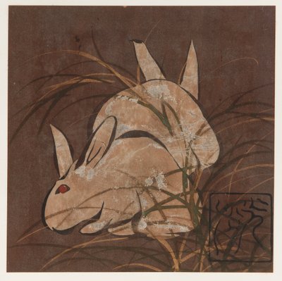 Conejos y hierbas, período Edo, finales del siglo XVI-principios del siglo XVII de Hon