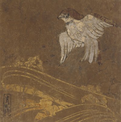 Olas y pájaro, período Edo, finales del siglo XVI-principios del siglo XVII de Hon