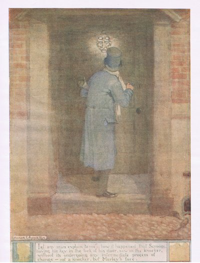 Que cualquiera me explique cómo es que teniendo Scrooge su llave en la cerradura de la puerta, no un aldabonazo bu la cara de Marley de Honor Charlotte Appleton