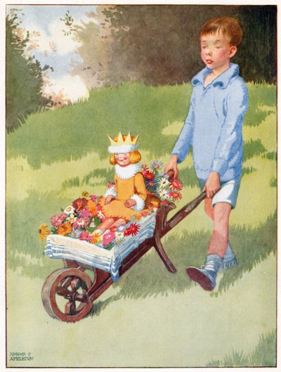 La princesa Celandine llegó en un precioso carruaje, ilustración de "Josephine Keeps House", publicado por Blackie & Co. de Honor Charlotte Appleton