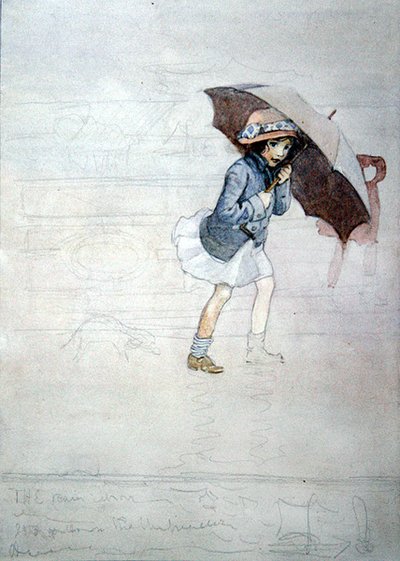 La lluvia (acuarela con bodycolour y lápiz sobre papel) de Honor Charlotte Appleton