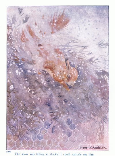 La nieve caía tan densamente que apenas podía verlo, ilustración de 