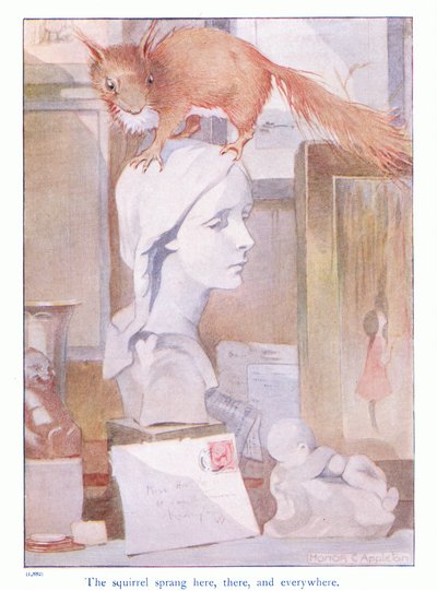 La ardilla brotó aquí, allí y en todas partes, ilustración de 