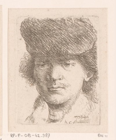 Retrato de Rembrandt con sombrero de copa de Honoré Coussin