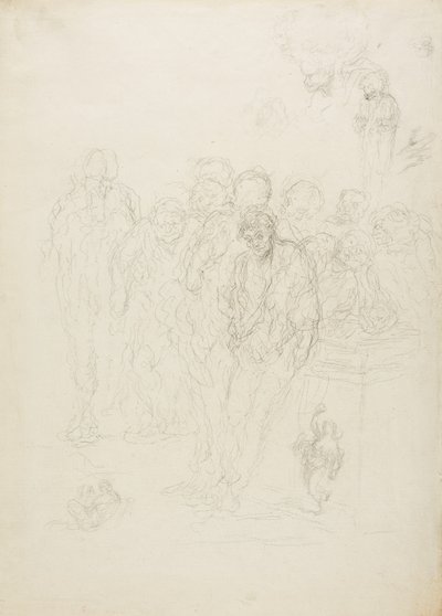 Un grupo de hombres y otros bocetos, 1857 de Honoré Daumier