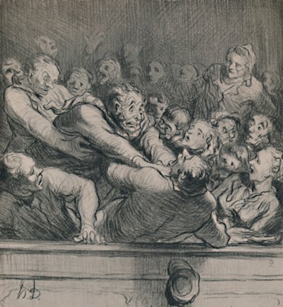 Una discusión literaria en la galería superior, c.1864, 1946 de Honoré Daumier
