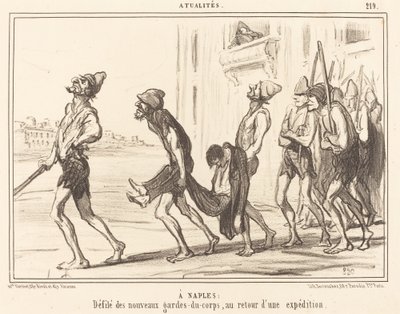 En Nápoles: Desfile de... guardias del cuerpo... de Honoré Daumier