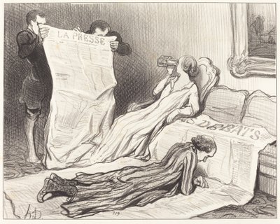 Abonados recibiendo su periódico de Honoré Daumier