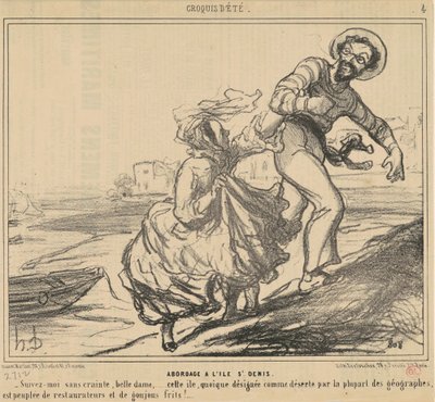Abordaje en la isla Saint-Denis de Honoré Daumier