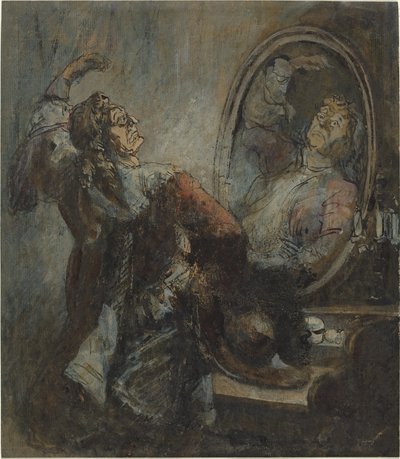 Actor posando frente a un espejo de Honoré Daumier