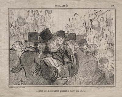 Actualidades (No. 260): Vista de los bulevares durante un mercado de baratijas de Honoré Daumier