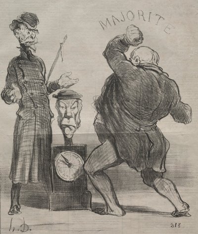 Actualidades (lámina 183): Probando la fuerza de uno de Honoré Daumier