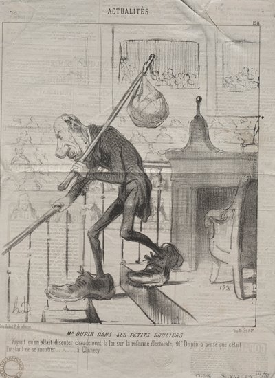 Actualidades No. 128: El Sr. Dupin en sus pequeños zapatos, 1850 de Honoré Daumier