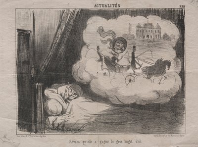Actualidades No. 238: Soñando que había ganado muchas barras de oro, 1851 de Honoré Daumier