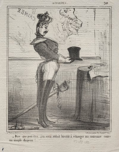 Actualidades No. 249: Dicen que pronto me veré reducido a intercambiar mi corona..., 1855 de Honoré Daumier