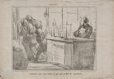 Actualidades No. 252: Condenado por haber vendido un montón de arena en lugar de azúcar moreno húmedo, 1855 de Honoré Daumier