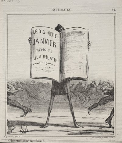 Actualidades No. 41: ¡Electores, en mis brazos!, 1869 de Honoré Daumier