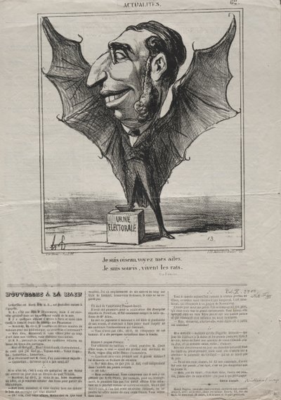 Actualidades No. 62: Soy un pájaro, mira mis alas, 1869 de Honoré Daumier