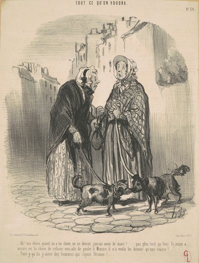 Ah! Querida, cuando uno tiene un perro ... de Honoré Daumier