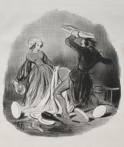 ¡Ah! Crees que tu esposa no te proporciona lo suficiente, villano... de Honoré Daumier