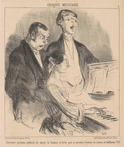 Aficionados parisinos aprovechando la estancia de Rossini de Honoré Daumier