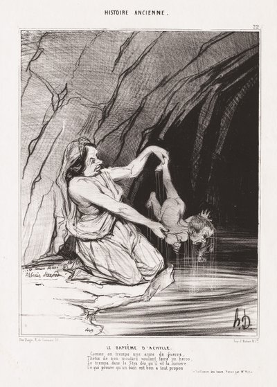Historia antigua: pl. 22, El bautismo de Aquiles de Honoré Daumier