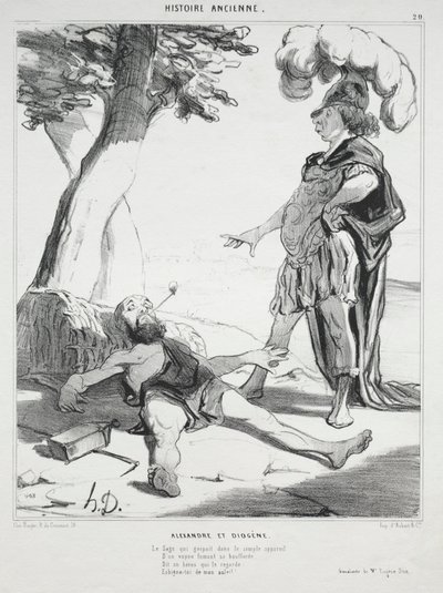 Historia Antigua, lámina 20: Alejandro y Diógenes, 14 de agosto de 1842 de Honoré Daumier