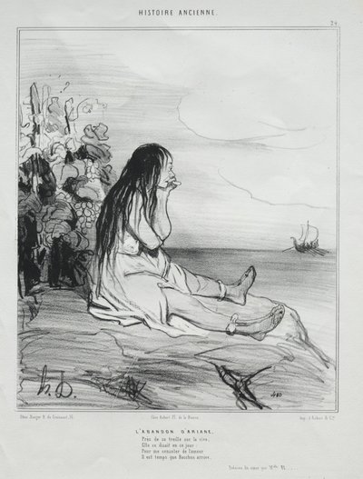 Historia antigua, lámina 24: El abandono de Ariadna, 4 de septiembre de 1842 de Honoré Daumier