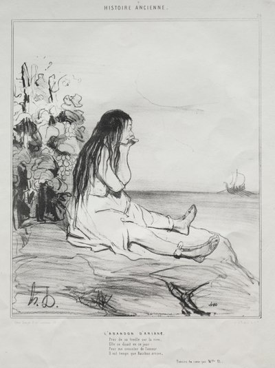 Historia antigua, lámina 24: El abandono de Ariadna, 4 de septiembre de 1842 de Honoré Daumier