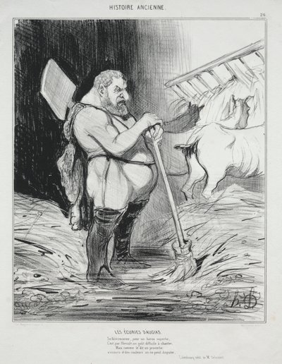 Historia Antigua, lámina 26: El Establo de Augías de Honoré Daumier