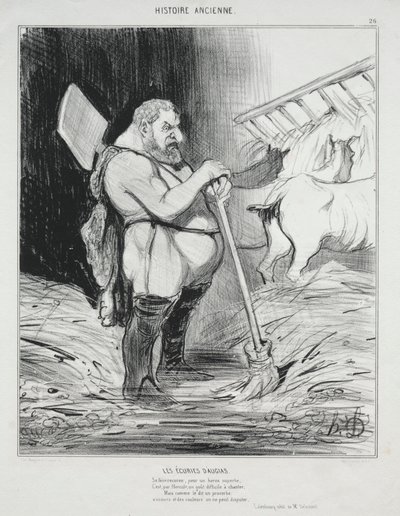 Historia antigua, lámina 26: El establo de Augías, 25 de septiembre de 1842 de Honoré Daumier