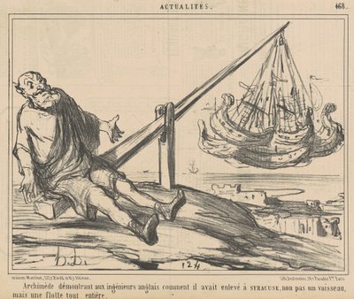Arquímedes demostrando a los ingenieros ingleses de Honoré Daumier