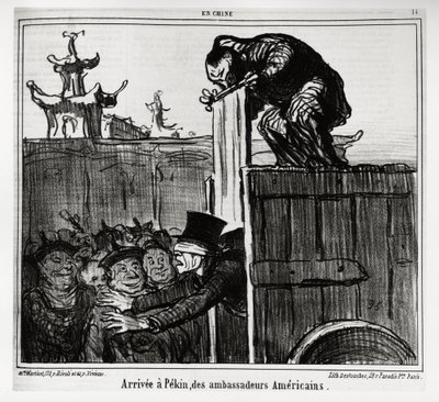 Llegada a Pekín de los embajadores estadounidenses. En serie En Chine, ilustración de Honore Daumier (1808-1879), publicada en “Charivari”, fechada el 13 de octubre de 1859. de Honoré Daumier
