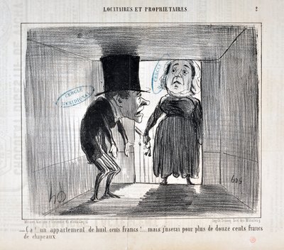 Serie TENNIQUES AND OWNERS "Ca!... un apartamento de ochocientos francos!... pero usaré más de mil doscientos francos en sombreros" de Honoré Daumier