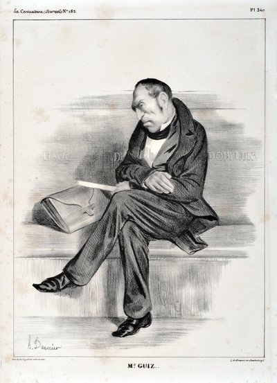 Obra de Honoré Daumier (1808-1879). Charivari data de 1833: Serie Celebrites de la caricature M. Guiz... MUSEO DE BELLAS ARTES - PALACIO LONGCHAMP, MARSELLA de Honoré Daumier