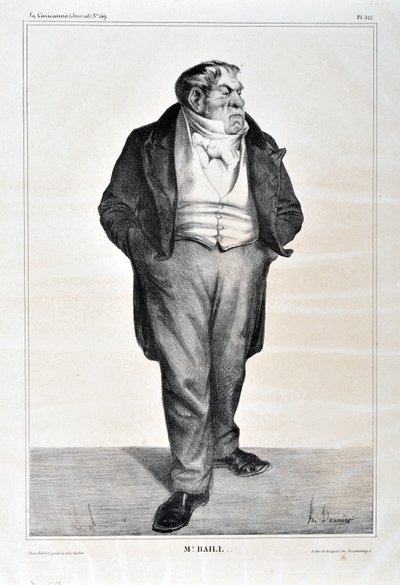 Obra de Honoré Daumier (1808-1879). Charivari data de 1833: Serie Celebrites de la caricature Mr. Baill... MUSEO DE BELLAS ARTES - PALACIO LONGCHAMP, MARSELLA de Honoré Daumier