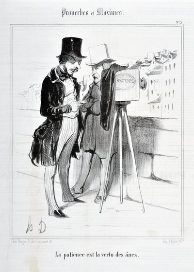 Obra de Honoré Daumier (1808-1879). Charivari data de 1840: Serie PROVERBIOS Y MÁXIMAS “La paciencia es la virtud de los burros” MUSEO DE BELLAS ARTES - PALACIO LONGCHAMP, MARSELLA de Honoré Daumier