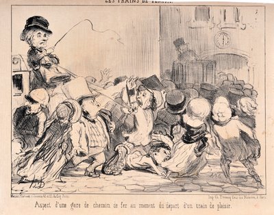 Serie Les Trains de Plaisure: Apariencia de una estación de tren en el momento de la salida de un tren de placer. MUSEO DE BELLAS ARTES - PALAIS LONGCHAMP, MARSELLA de Honoré Daumier