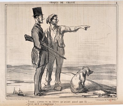 Obra de Honoré Daumier (1808-1879) Charivari data de 1857: Serie sketches de chasse Hold... j