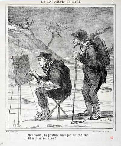 Obra de Honoré Daumier (1808-1879). Charivari data de 1864: Serie LOS PAISAJISTAS EN INVIERNO “- Mi viejo, tu pintura carece de calor - ¡Y el pintor también!” MUSEO DE BELLAS ARTES - PALACIO LONGCHAMP, MARSELLA de Honoré Daumier
