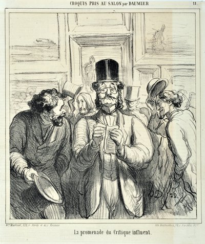 Obra de Honoré Daumier (1808-1879). Charivari data de 1865: Serie Bocetos Tomados en el Salón. El paseo del crítico influyente. MUSEO DE BELLAS ARTES - PALACIO LONGCHAMP, MARSELLA de Honoré Daumier
